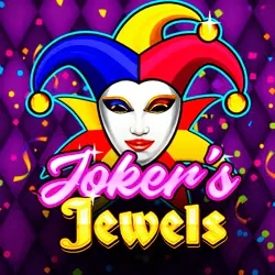 Portada del juego Jokers Jewels: máscara blanca de bufón con gorro de tres puntas y cascabeles sobre fondo violeta