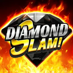 Portada del juego Diamond Slam: diamante negro tallado entre llamas con el nombre del juego en plateado y dorado